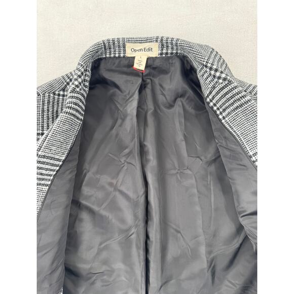 Nordstrom Open Edit Mens Glen Plaid Coat Black White Check Overcoat Large NWOT - Picture 6 of 11